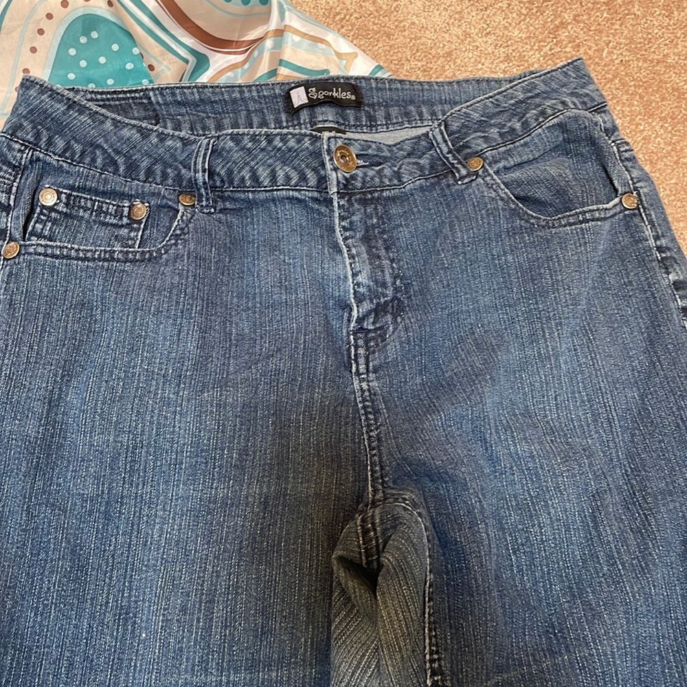 Sparkle jeans with zipper at the ankle size 16